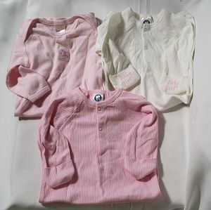 Gerber X Carter's Baby Girls 3pc Long Sleeve Night Gowns Bundle Size 0-6M